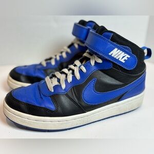 Nike Court Borough Mid 2 GS Black Game Royal White Sneakers Youth 5.5Y